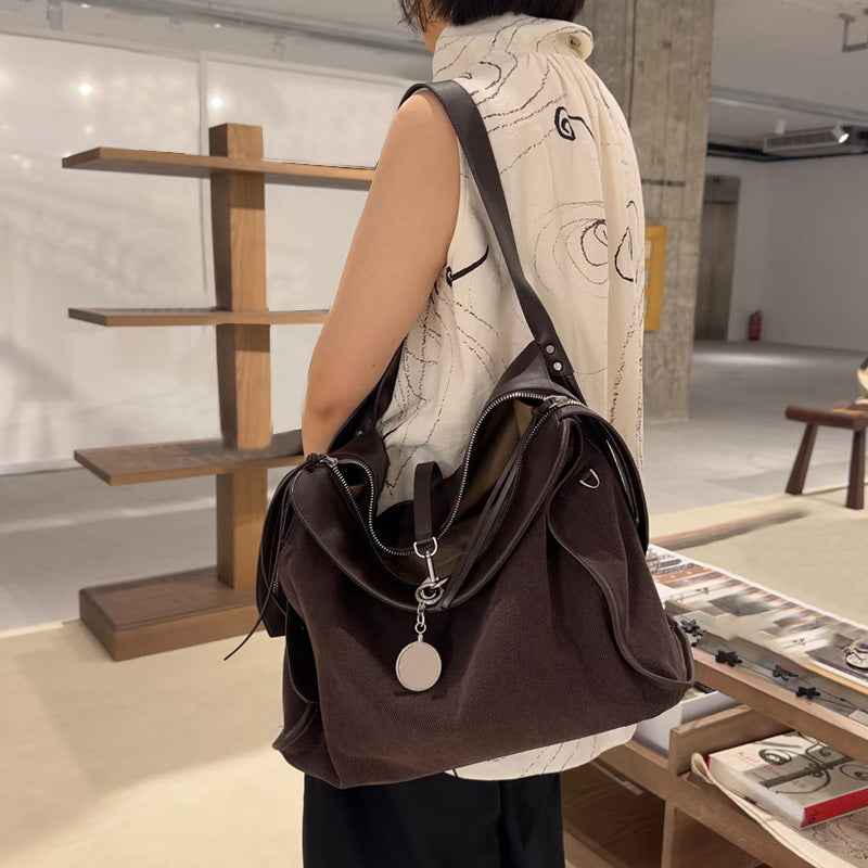 New Winter Matte Suede Fleece Tote Bag With A Single Shoulder Strap And Large Capacity