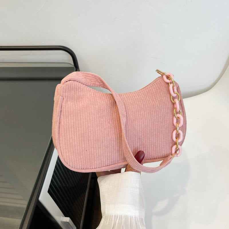 Artistic Fabric Bag Minimalist Casual Corduroy Single-shoulder Bag For Women