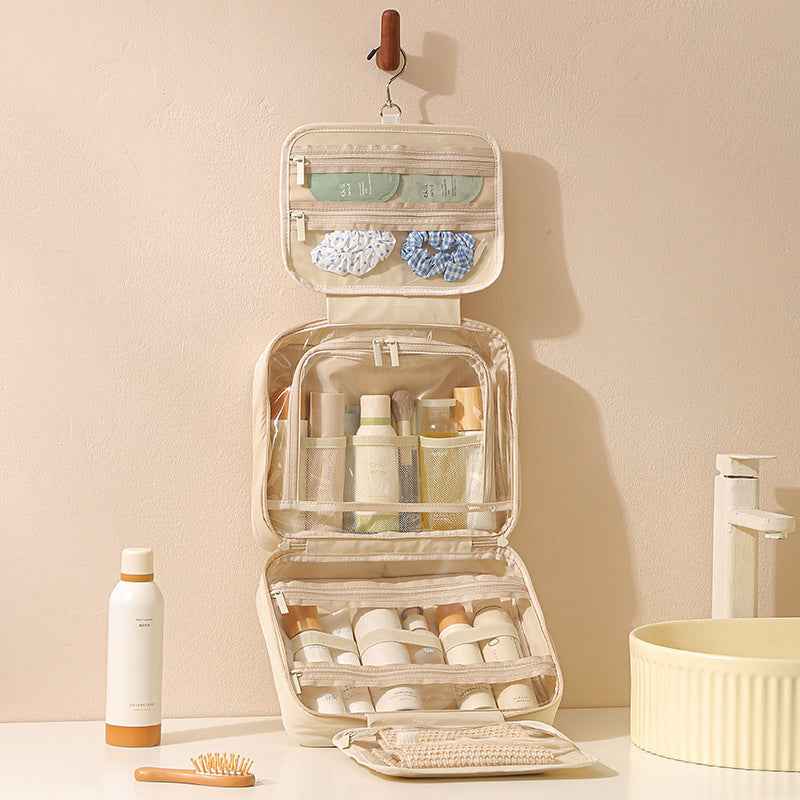 Large-Capacity Oxford Cloth Hanging Portable Toiletry And Makeup Bag For Easy Travel Combing