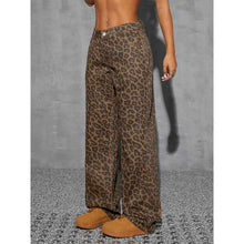 Retro Leopard Print High-waist Jeans