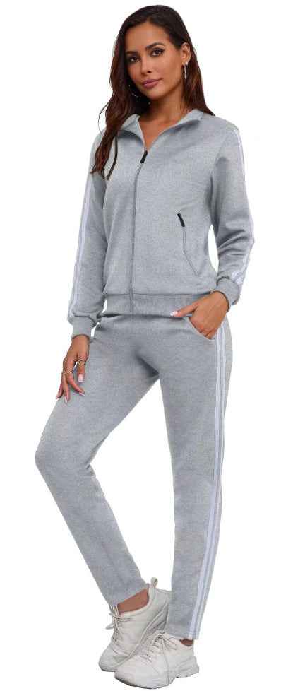 Women's Fashionable Printed Sports Long-Sleeve Hoodie Set