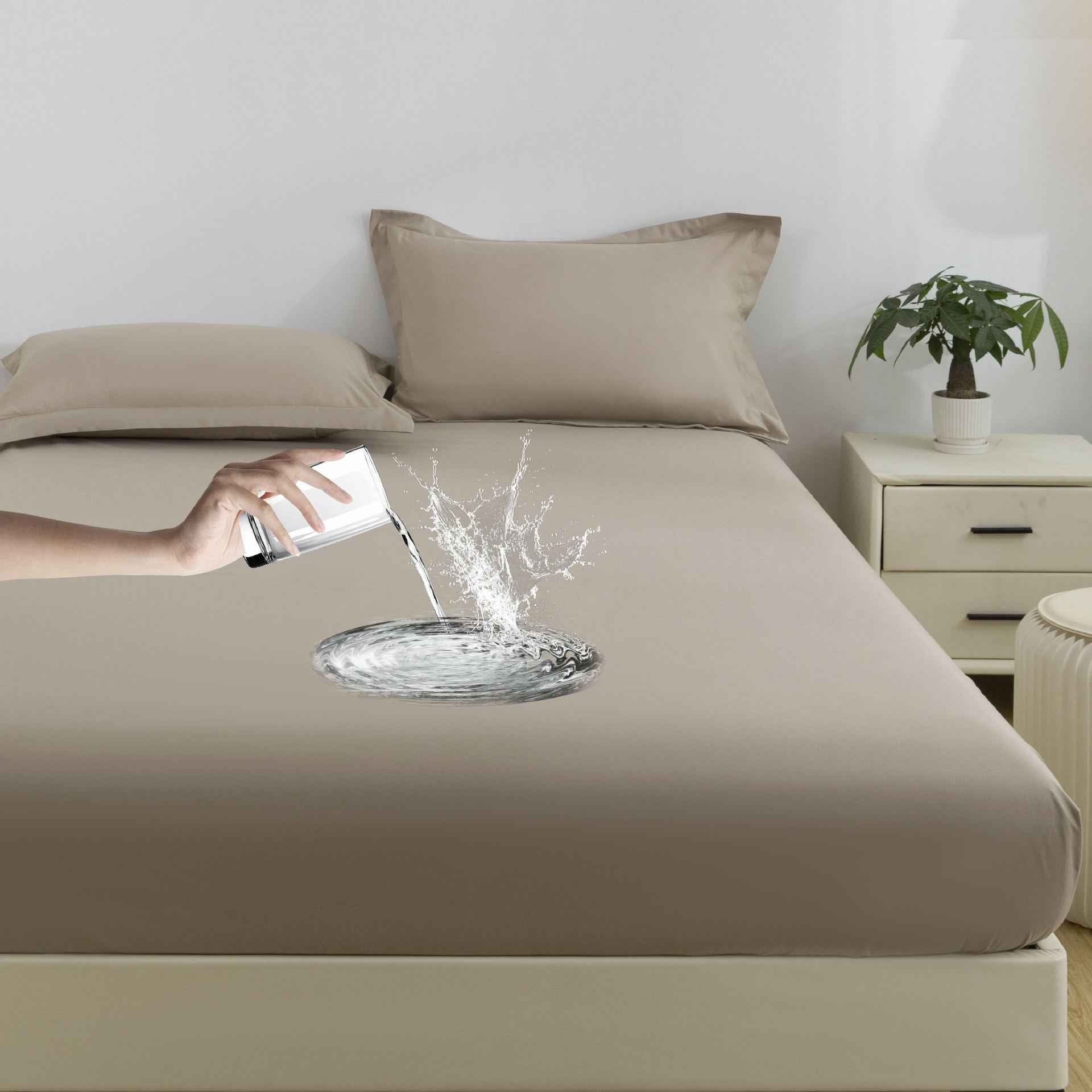 Solid Color Frosted Double Layer Water-proof Mattress Protective Cover Skin-friendly Soft Dustproof Protective Bedding