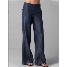 Womens Retro Striped Cotton-Linen Casual Pants