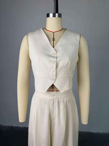 Simple And Elegant Vest Top High-Waist Wide-Leg Pants Casual Suit