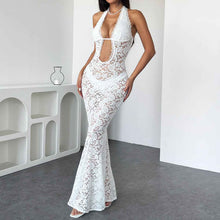 Women's Sexy Lace Hollow-Out Halter Dress
