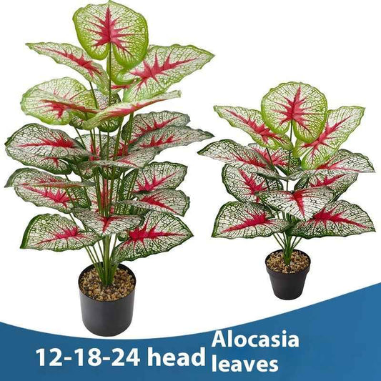 Artificial Green Plant White Green Color Taro Leaf Home Decorative Bonsai