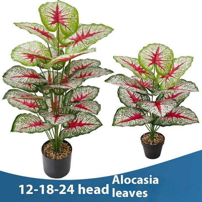 Artificial Green Plant White Green Color Taro Leaf Home Decorative Bonsai