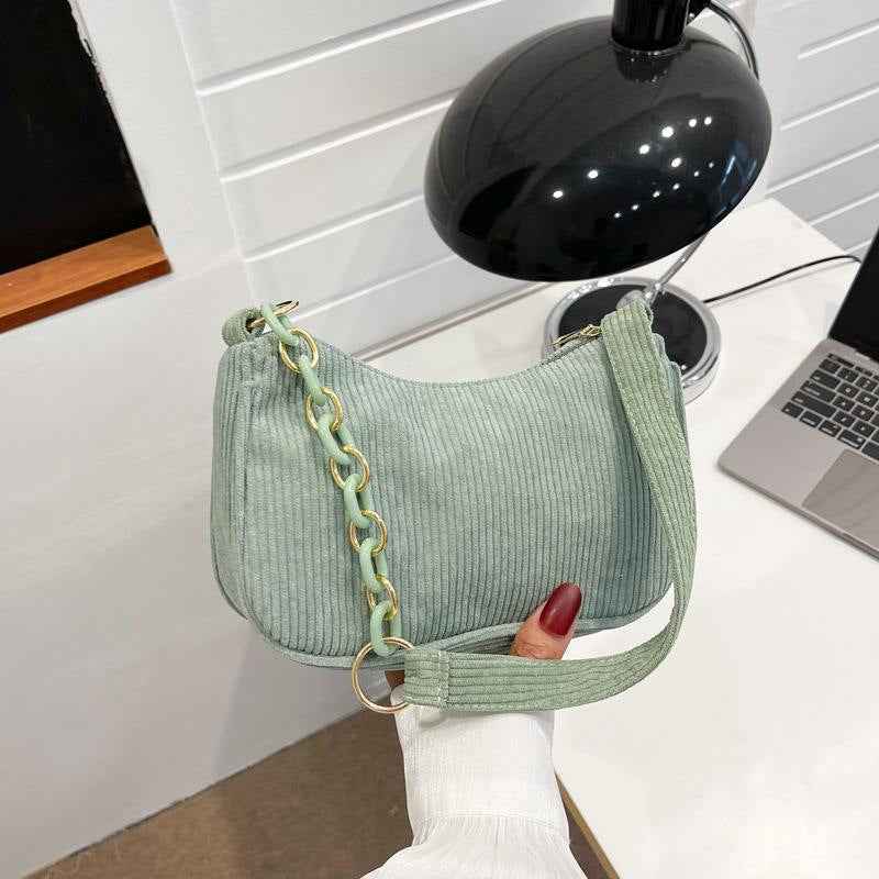 Artistic Fabric Bag Minimalist Casual Corduroy Single-shoulder Bag For Women