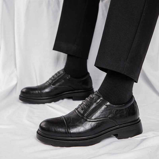 Genuine Leather Men's Leather Shoes Increased Casual Soft Bottom Super