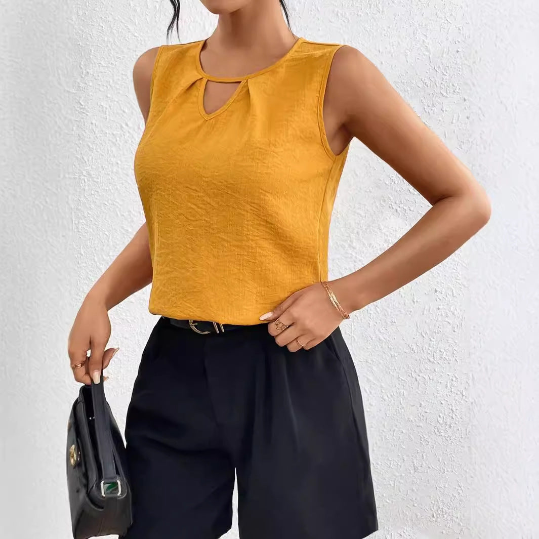 Women's Solid Color Sleeveless V-neck Creative Top by Mirlaine Univers Women's Solid Color Sleeveless V-neck Creative Top Mirlaine Univers womens-solid-color-sleeveless-v-neck-creative-top 0 Women's Solid Color Sleeveless V-neck Creative Top Mirlaine Univers Women's Solid Color Sleeveless V-neck Creative Top