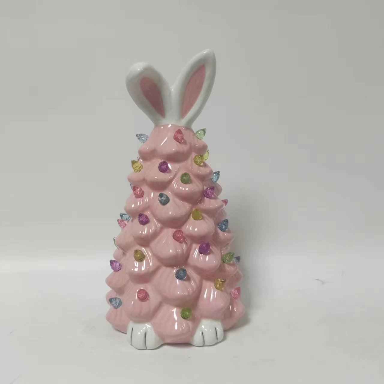 Easter Bunny Shape Ceramic Tree Decorations Spring Easter Bunny Glow Ornaments Easter Bunny Tree