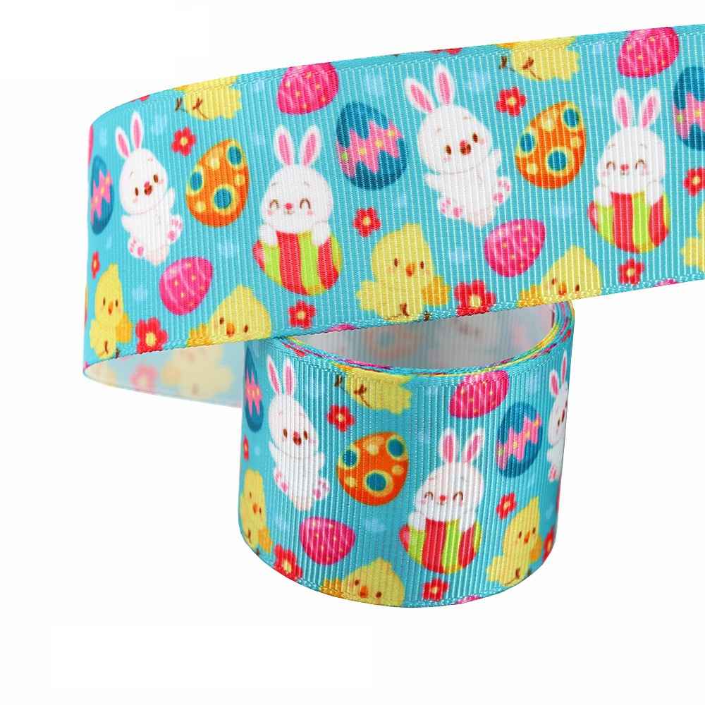 New Easter Printed Egg Ribbon Gift Packing Ribbon Rabbit Radish Scene