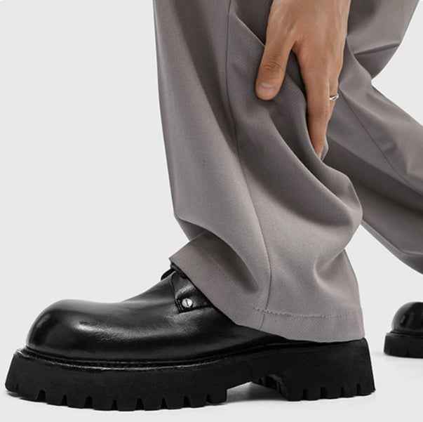 Mens Commuter Casual Leather Shoes With Thick Soles