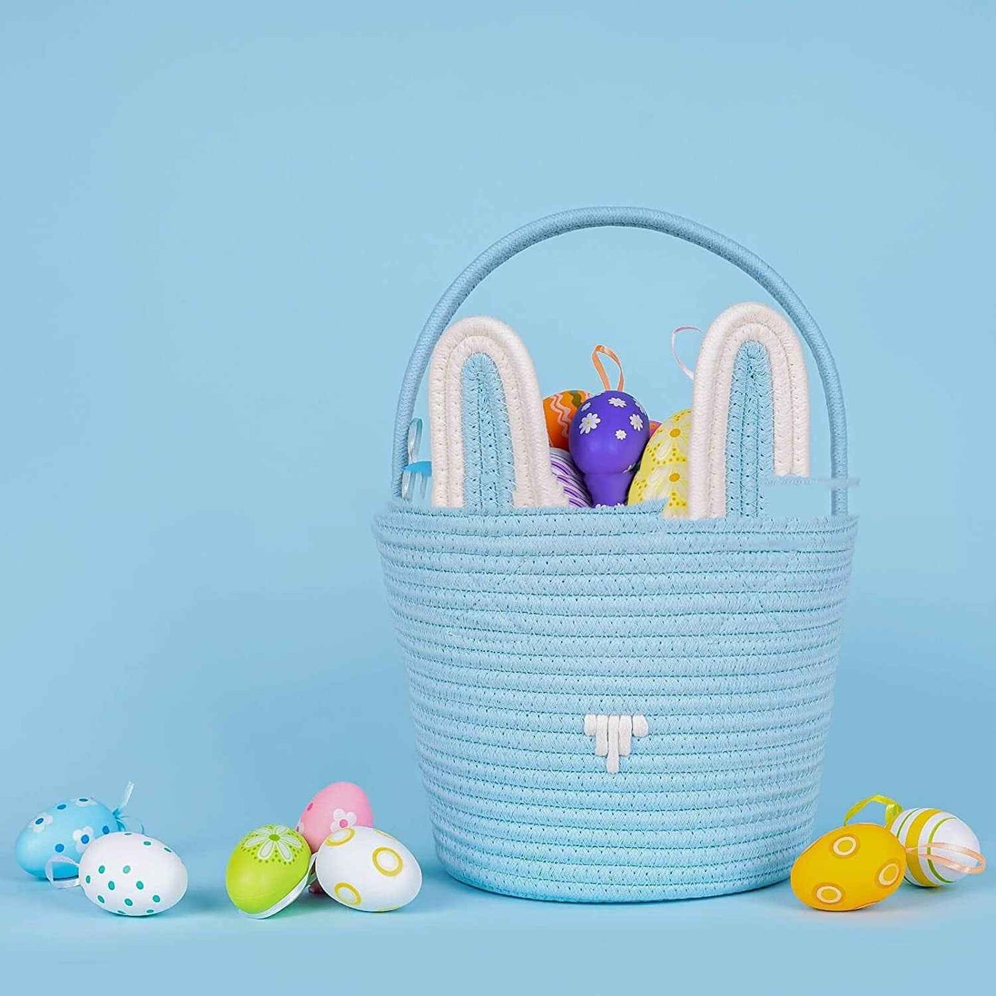 Easter Gift Basket With Hand-woven Rabbit Ears Storage Basket