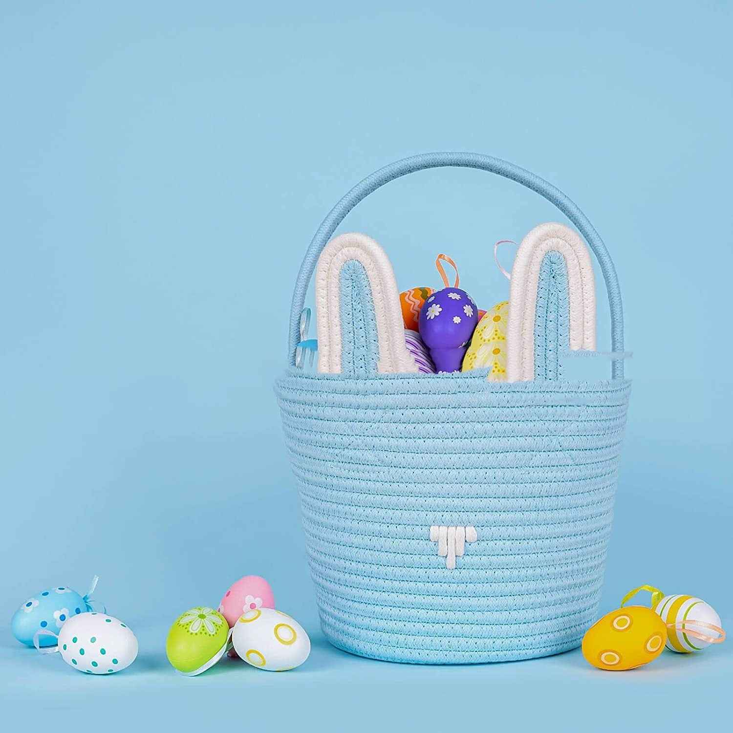 Easter Gift Basket With Hand-woven Rabbit Ears Storage Basket