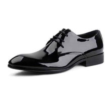 Leather Lace-up Glossy Wedding Shoes  Leather Pointed-toe