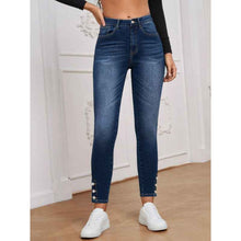 Foot-zip Tight-fitting Stretchy Denim Cropped Pants