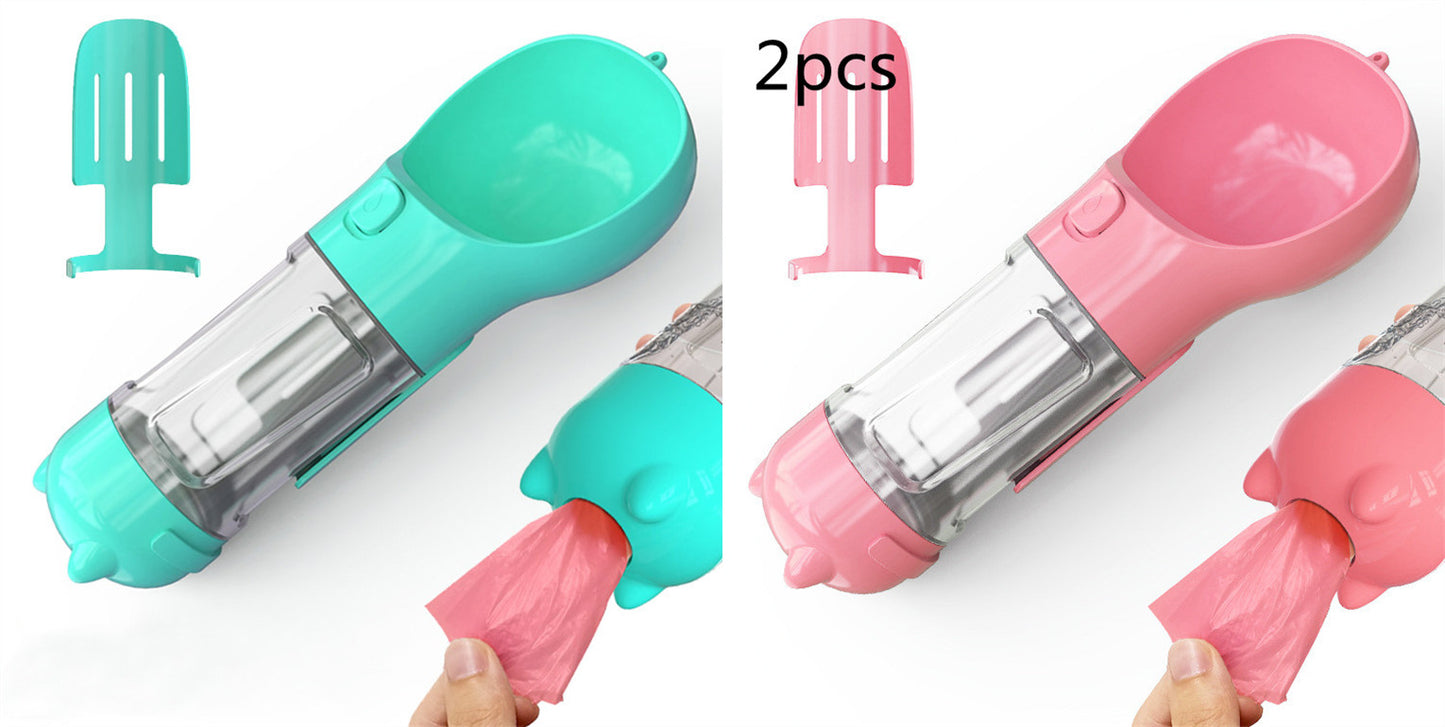 Pet Water Bottle Feeder Bowl Garbage Bag Storage Portable Pet Outdoor Travel 3 In 1 Dog Water Bottle by Mirlaine Univers