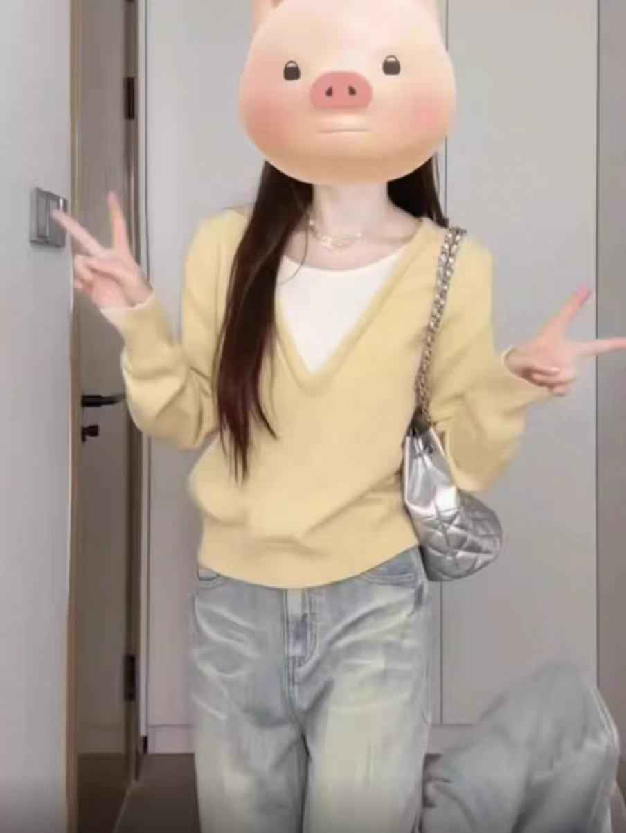 New Fake Two-piece Knitted Sweaters Women