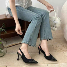 2025 Summer New French Style Pointed Toe High Heels, Spliced Closed Toe Sandals For Women, Elegant Fairy Shoes