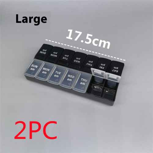 Big Small Size 14 Grid Week Pill Box Morning And Evening Color Week Pill Box Printing Russian English