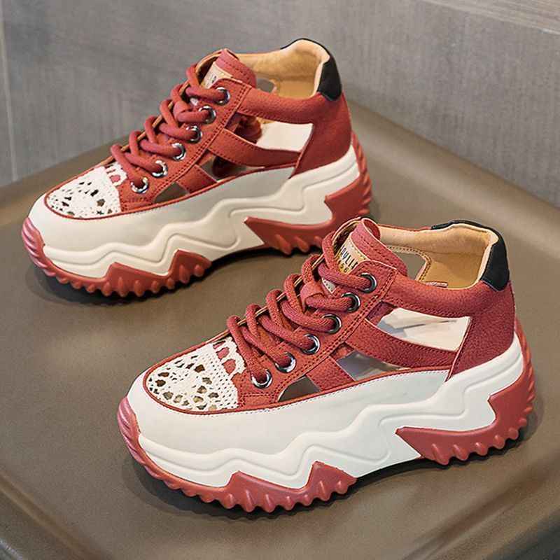 Soft Leather Hollow Sandals For Women All-match Breathable
