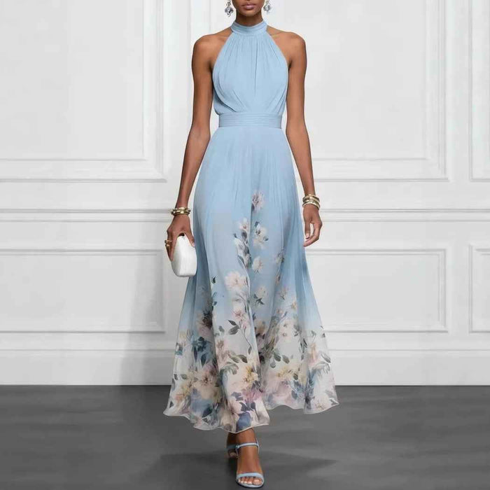 V-neck Waist Trimming Ruffles Elegant Dress