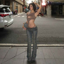 Heavy-duty High-street-style Patchwork Split-design Long Denim Jeans