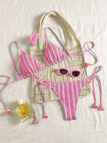 European And American-style Bikini Set Made From Special Fabric Multi-color Lace-up Swimsuit