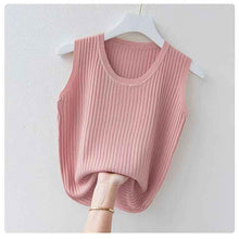 Women's Summer Ice Silk Round Neck Camisole Vest Knitted Bottoming Shirt