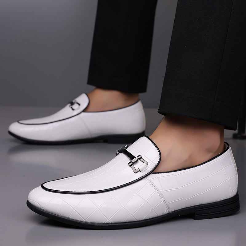 Men's Plaid Light Luxury Plus Size Rubber Sole Lightweight Leather Shoes