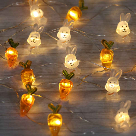 Easter LED Bunny String Lights Easter Decoration For Home Carrot Rabbit Fairy Light Supplies Happy Easter Gifts Party Favor