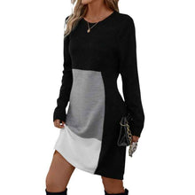 European And American-style Patchwork Knit Regular-fit Dress