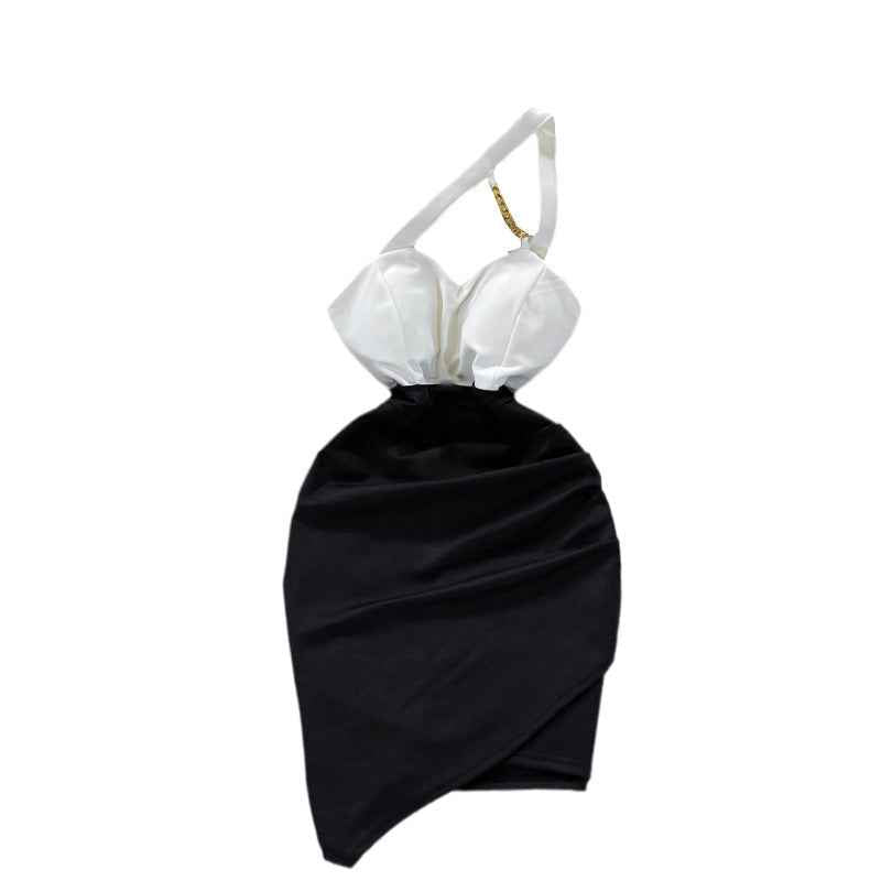 One Shoulder Slip Dress Temperament Irregular Dress