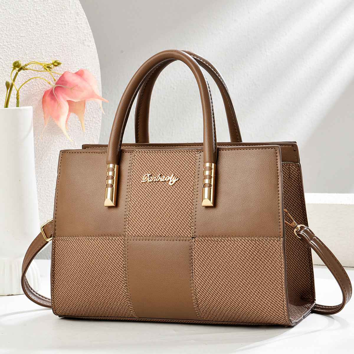 New Stylish Large-capacity Womens Tote Bag With A Bold Color-block Patchwork Design
