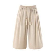 Retro Cotton-linen Wide-leg Casual Capri Pants