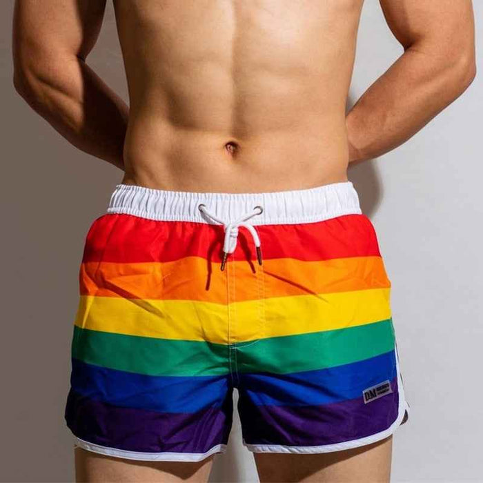 Maillot de bain homme arc-en-ciel short de bain plage