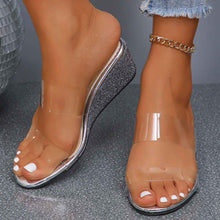Summer Transparent Wedges Sandals Outdoor Fashion High Heel Slippers Thick Bottom Fish Mouth Shoes For Women