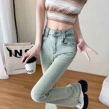 Light Blue American-Style Flared Jeans For Women
