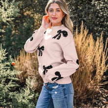 Women's Printed Crew-Neck Beaded Sweater