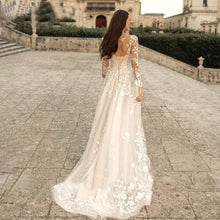 Long Sleeve Wedding Dress Mori Style Bridal Simple Round Neck by Mirlaine Univers