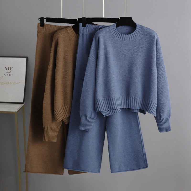 Fashionable Casual Knitted Pants Set For Women