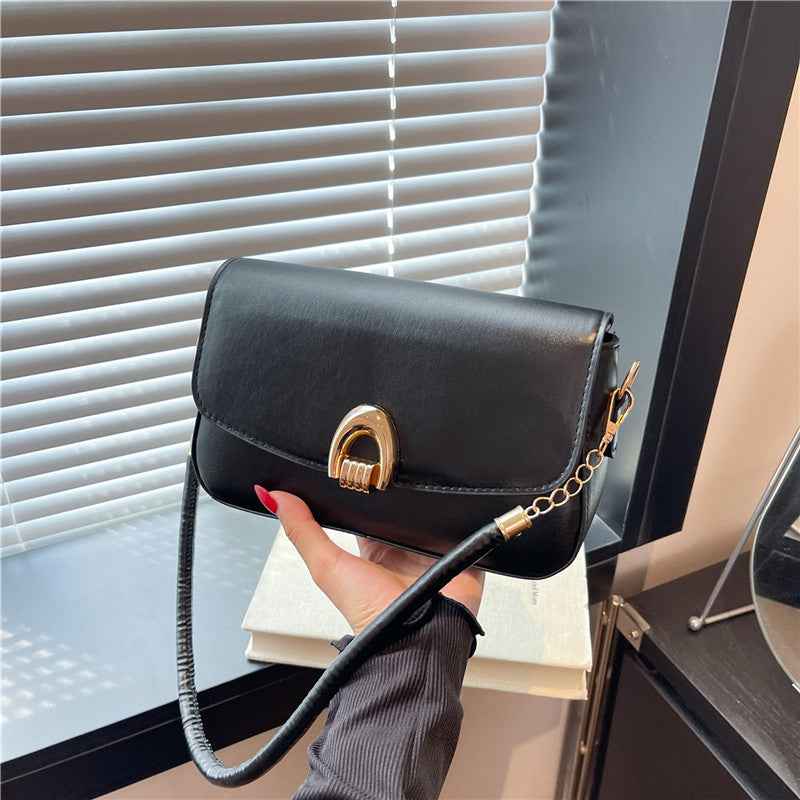 AutumnWinter Soft-Texture Retro Chic Large-Capacity Minimalist Small Square ShoulderCrossbody Bag