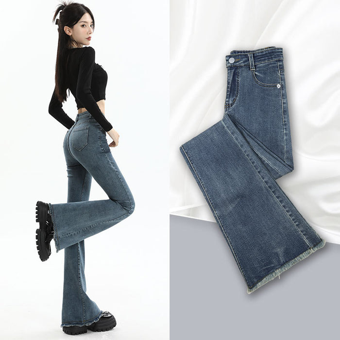 New Springautumn High-waisted, Figure-flattering, American-style Vintage Bootcut Jeans For Women