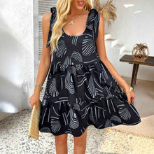 European And American Resort-Style Casual Strappy Printed Slip Dress