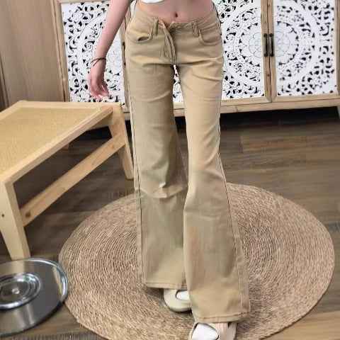 Women's Retro Low-Waist Slimming Drapey Straight-Leg Pants
