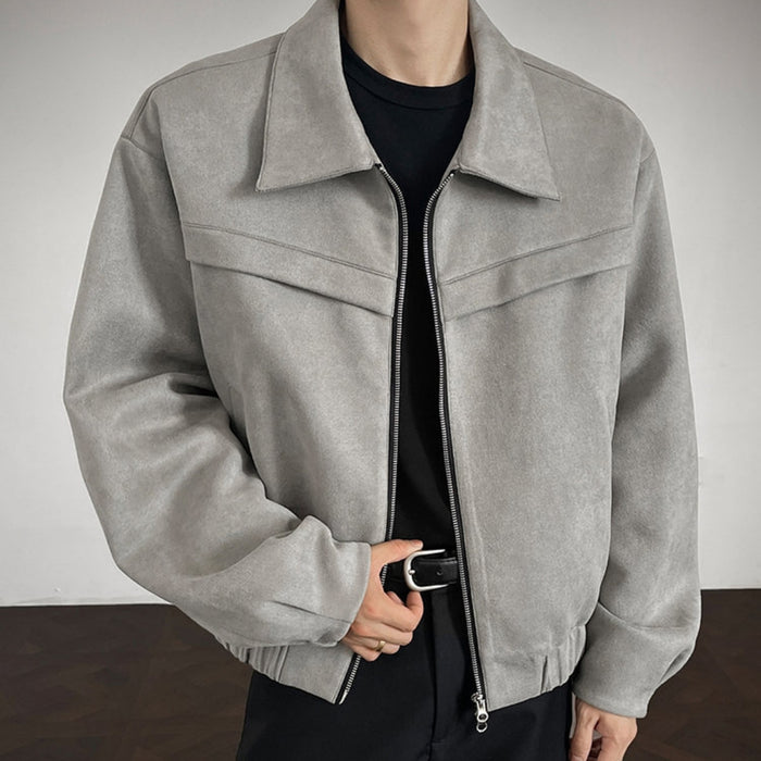 Mens Light-sophisticated Casual Deerskin Velvet Jacket With A Lapel Top