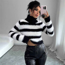 Women's Turtleneck Striped Sweater Top