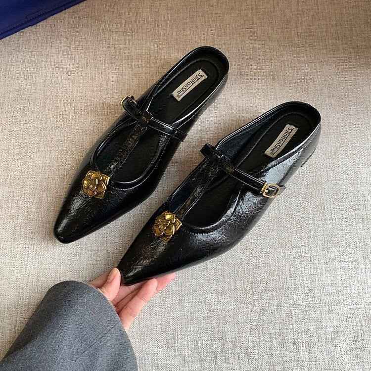 2026 French Retro Wedge Heel Mules For Women, Elegant Closed Toe Slip-on Sandals, Comfortable Hidden Heel Lazy Shoes For Summer Outdoor
