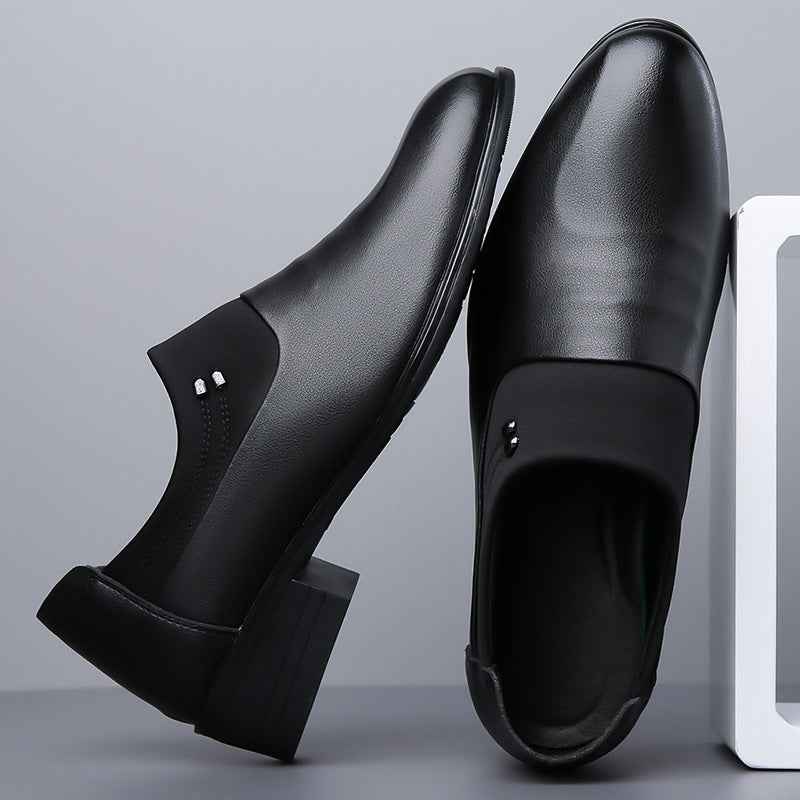 Men's British Business Soft Leather Pointed Toe Youth Leather White Shoes Pumps